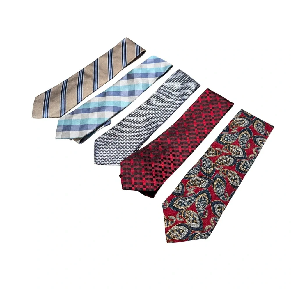 Croft & Barrow Neckties Lot of 5 Mens OS Multicolored Paisley Striped Silk